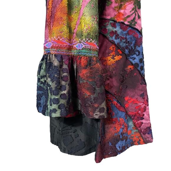 Y2K Caleaas Whimsygoth Dark Fairy Boho Hippie Patchwork Embroidered Blouse - Picture 4 of 8